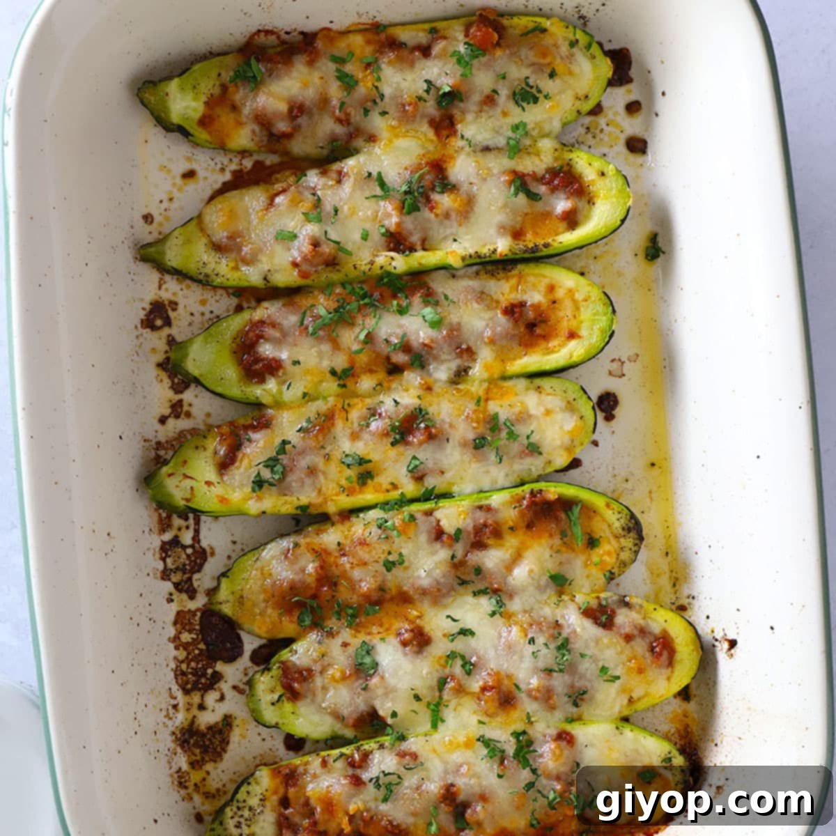 Savory Ground Beef Zucchini Boats 1 featured 36212