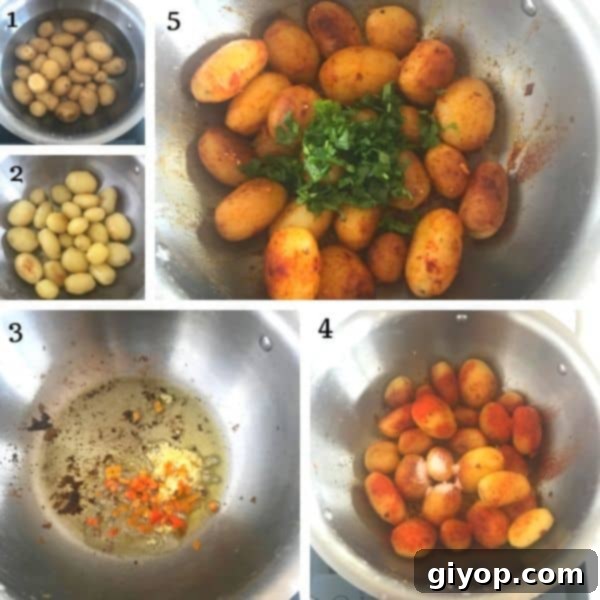 Fiery Lebanese Potatoes 5 Step by step photos for making spicy potato salad