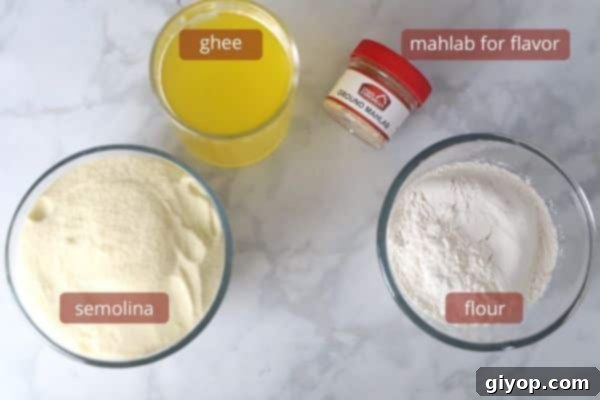 Maamoul first stage ingredients.