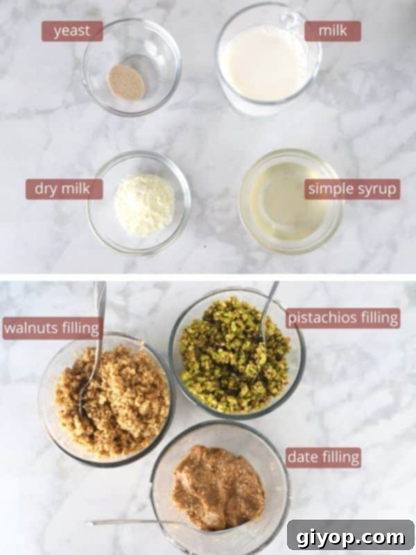 Maamoul second stage ingredients with maamoul filling.
