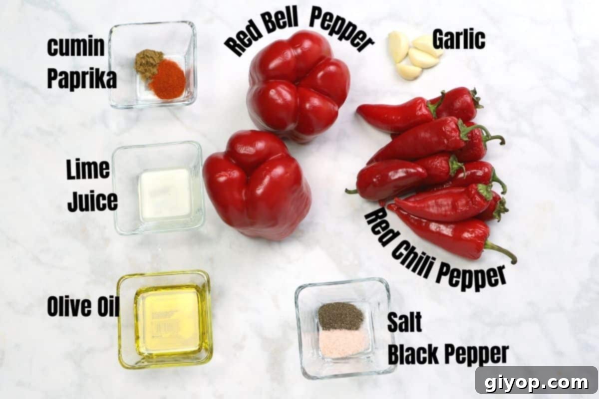 Crafting Authentic Harissa at Home 3 Harissa ingredients placed on a white marble table.