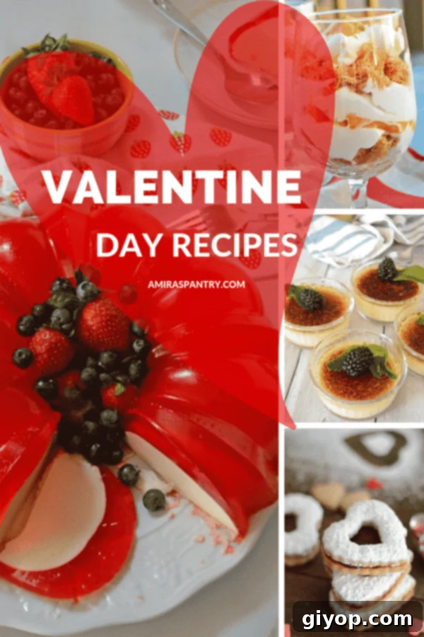 An infographic showcasing various romantic and delicious dessert recipes, perfect for special occasions or everyday treats.