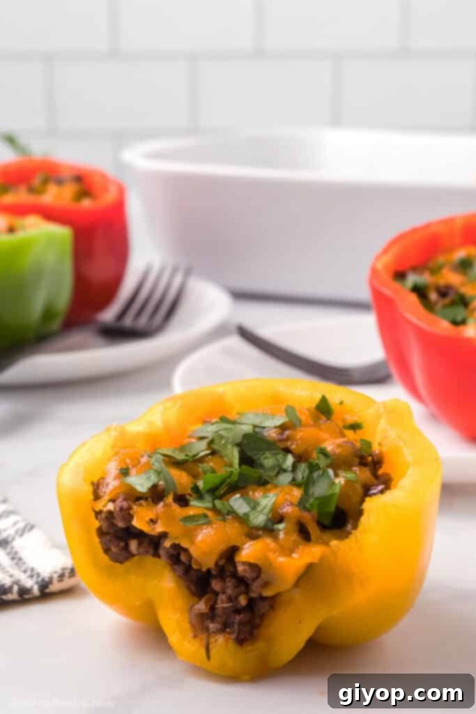 5-Day Meal Plan 3 A close up look at a cut yellow pepper to show stuffing.