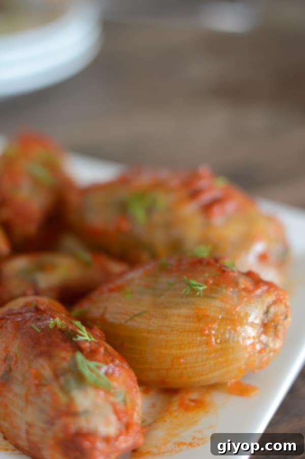 Your 28-Day Eating Guide 4 A close up of a plate of food, with Stuffed Onion garnished with herbs.