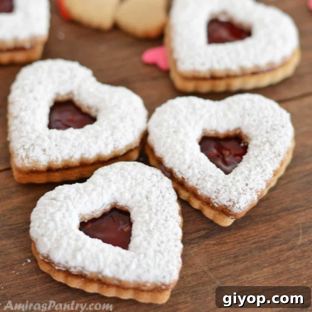 A close up of heart cookies