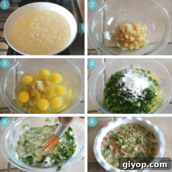 Egyptian breakfast frittata step by step pictures.