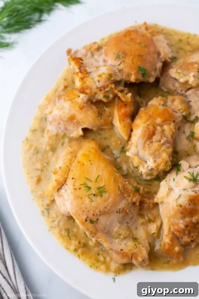 Meal Plan 72 2 Tender lemon dill chicken served elegantly over a bed of pasta or rice on a white plate, garnished with fresh dill.