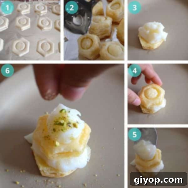 Shaabiyat: The Middle East's Golden Flaky Treat 4 Step by step photos for dessert with cream on top