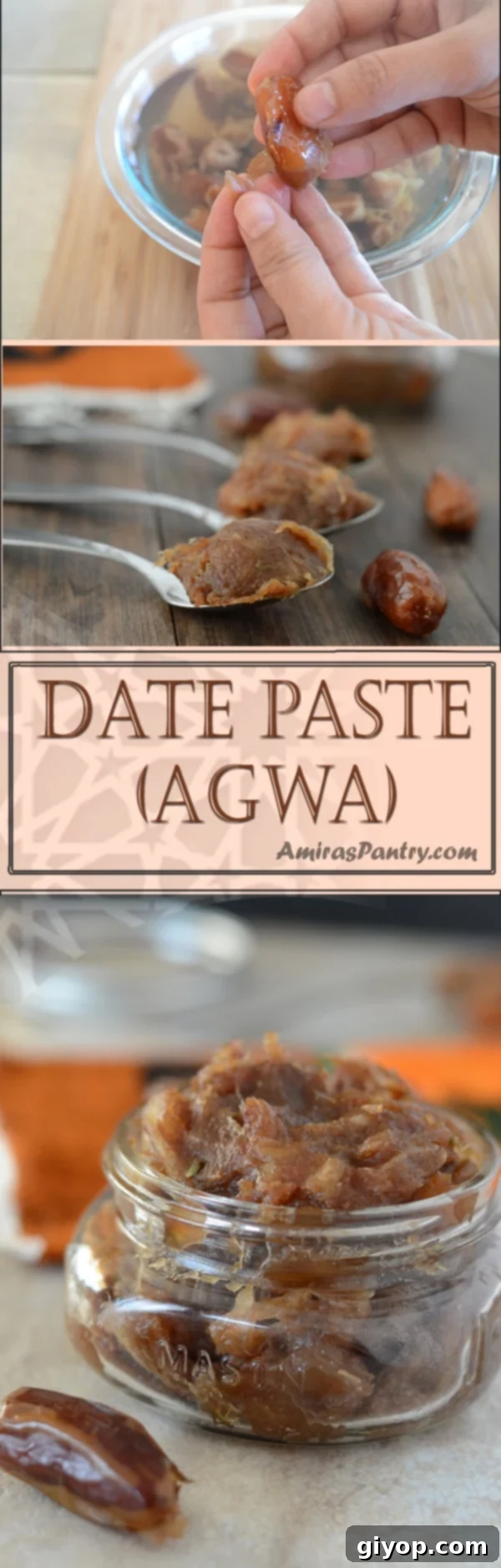 An infograph detailing the steps and benefits of the Date Paste recipe