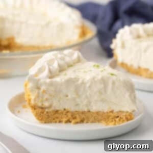 A delicious No-Bake Key Lime Pie, ready to be served.