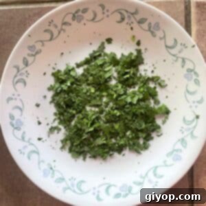 Dried parsley on a white plate.
