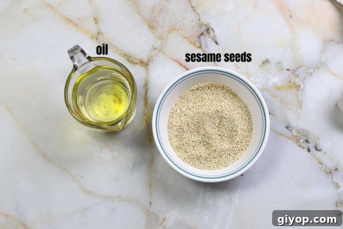 tahini ingredients placed on a marble table.