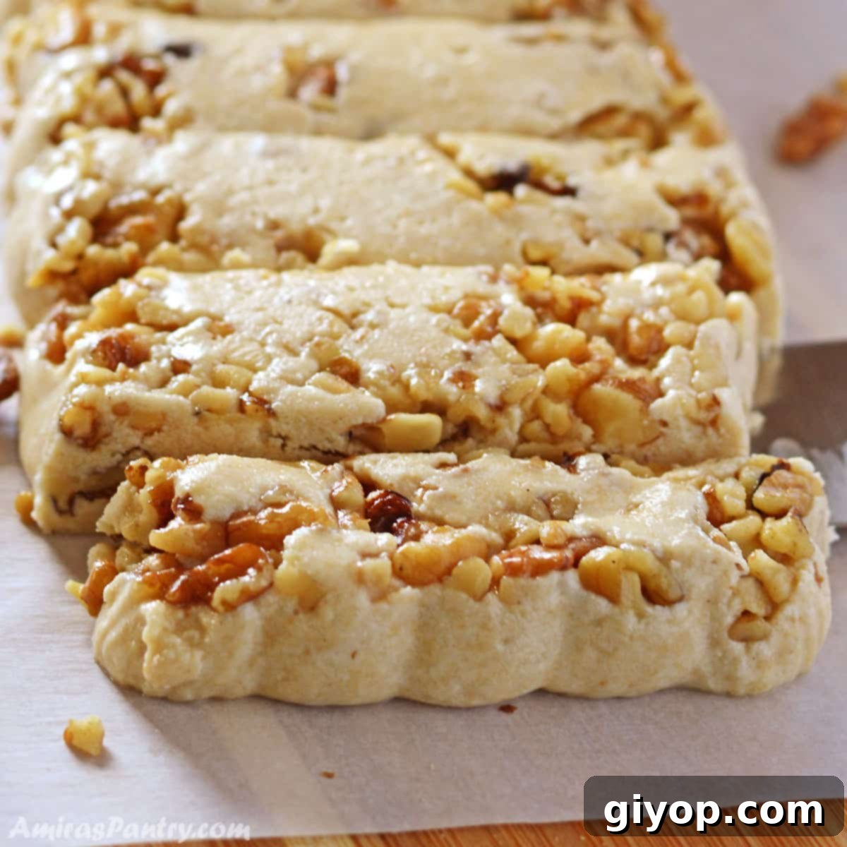 A close up of a piece of halva on a cutting board