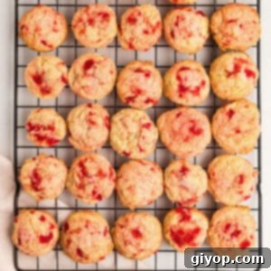 Cherry Cookies 2 Cherry cookies on a wire rack.