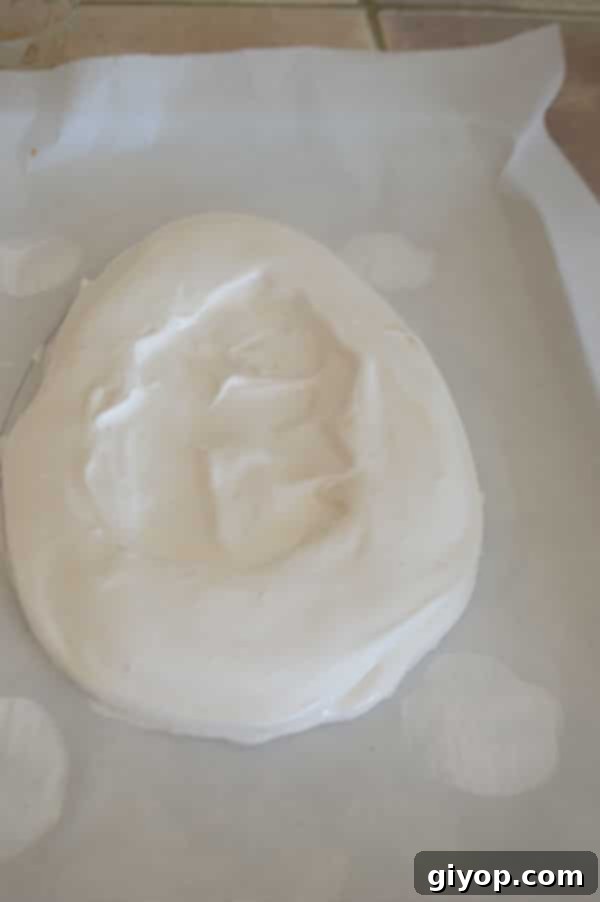 A close up of food on a table, with Pavlova mixture