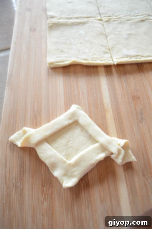 A cut dough on a wooden table