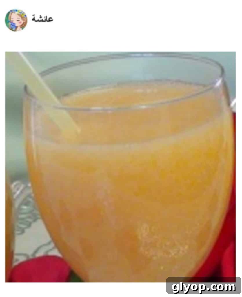 A photo showing a cup of apricot juice made by a fan