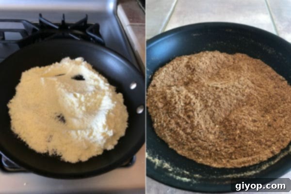 Caramelized Milk Powder Cake 5 A pan of food on a stove, with mixtures
