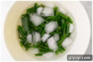 Zesty Italian Potato Salad 8 Green beans cooling in an ice bath.