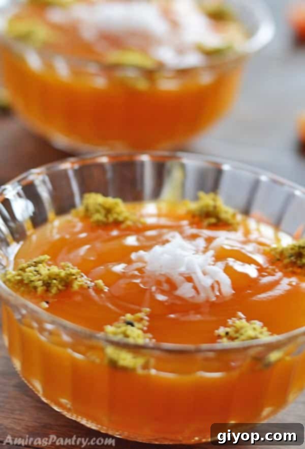 Sun-Dried Apricot Qamar Al-Deen Pudding 2 A glass cup with Apricot pudding