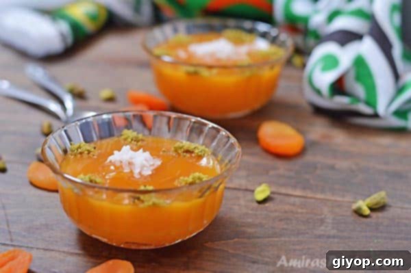 Sun-Dried Apricot Qamar Al-Deen Pudding 3 Glass cups with Apricot pudding
