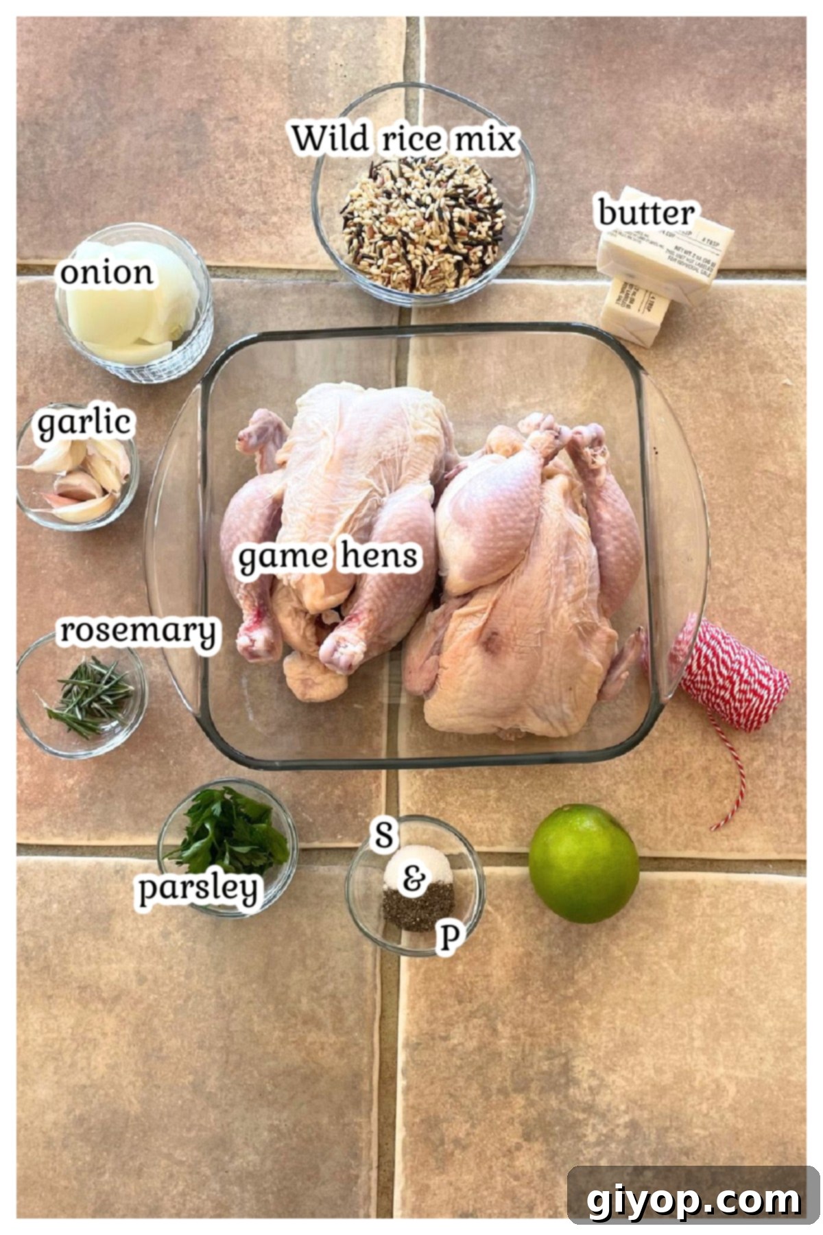 Ingredients of the stuffed chicken recipe.