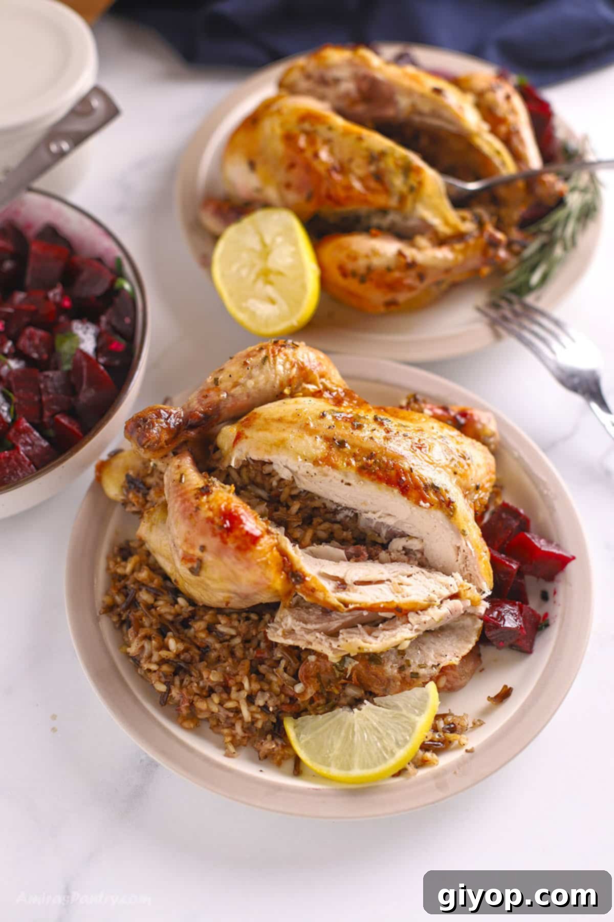 Cozy & delicious! 😋 Learn how to make perfectly roasted Stuffed Cornish Hens packed with savory flavor. Juicy meat, golden skin, and a comforting stuffing make this a standout meal. This is the right recipe for your next dinner!