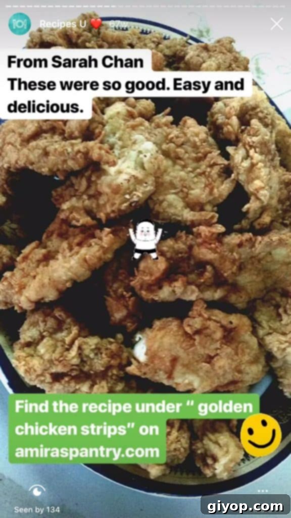 Another mouth-watering plate of homemade chicken strips, displaying a delightful crunch and golden hue, prepared by a fan.