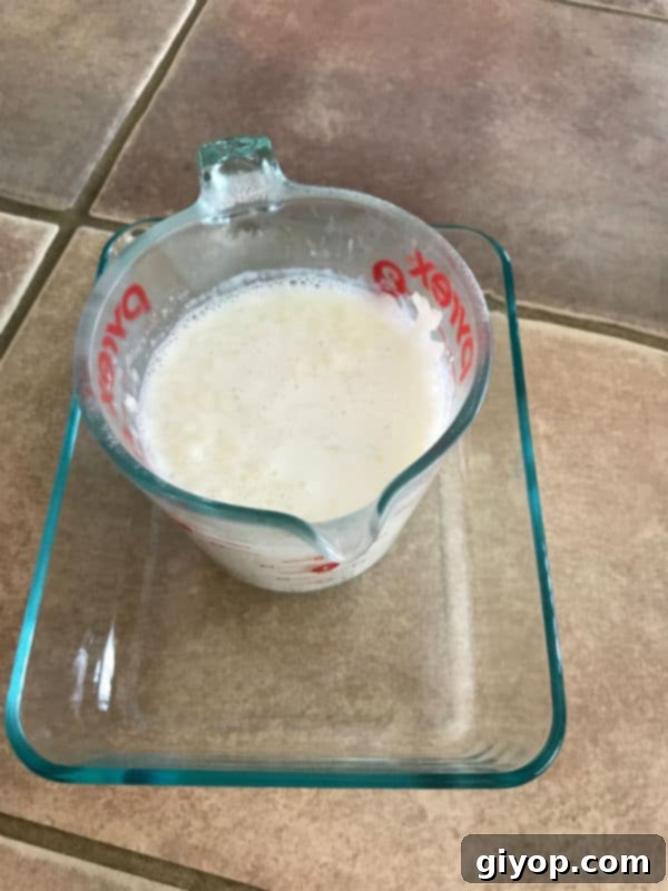 A glass jar with rice and milk