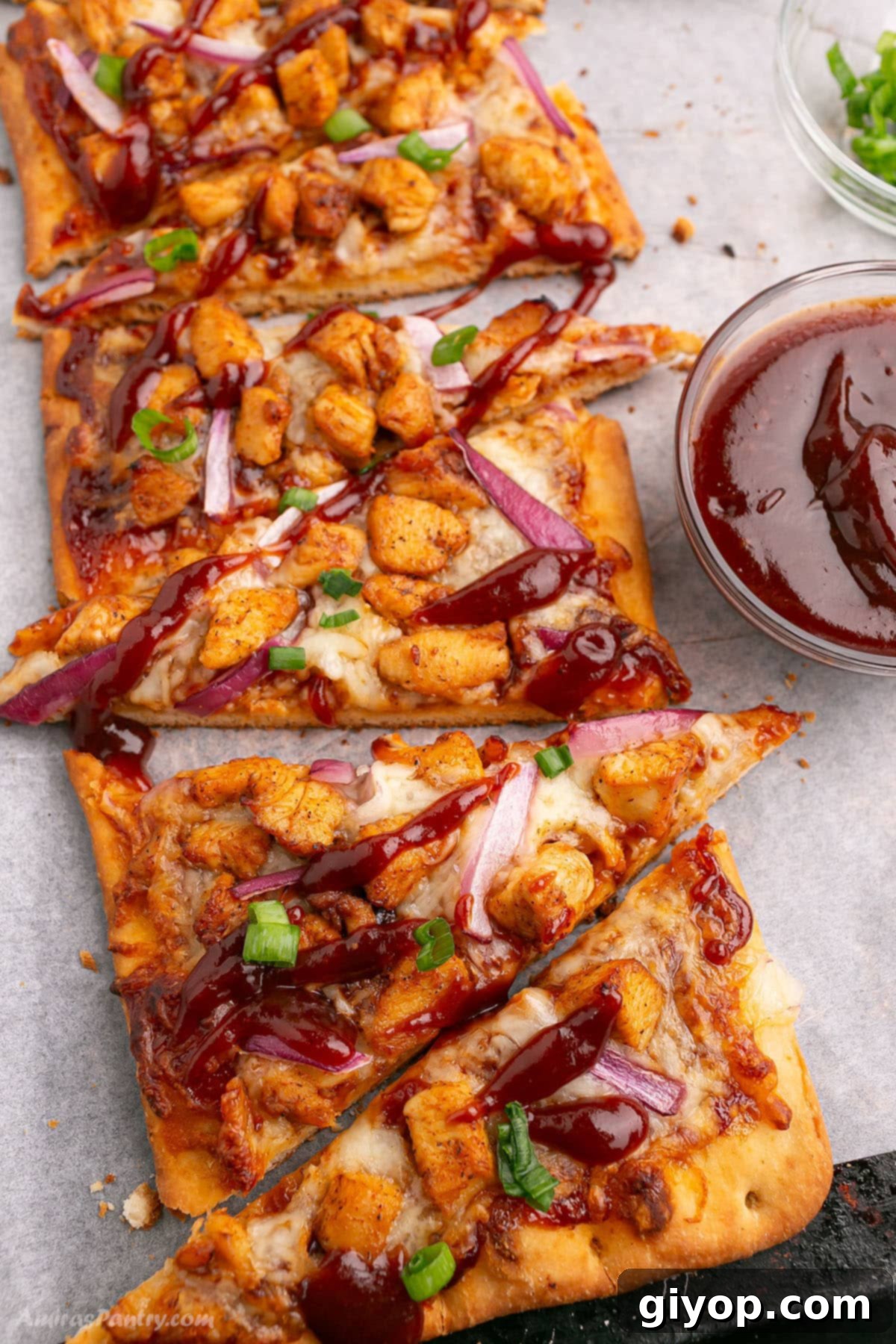Delicious BBQ Chicken Flatbread Pizza with crispy edges and melted cheese.
