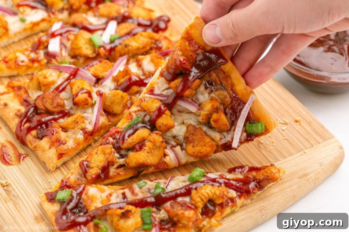 Easy BBQ Chicken Flatbread Pizza with simple ingredients, ready in under 30 minutes.