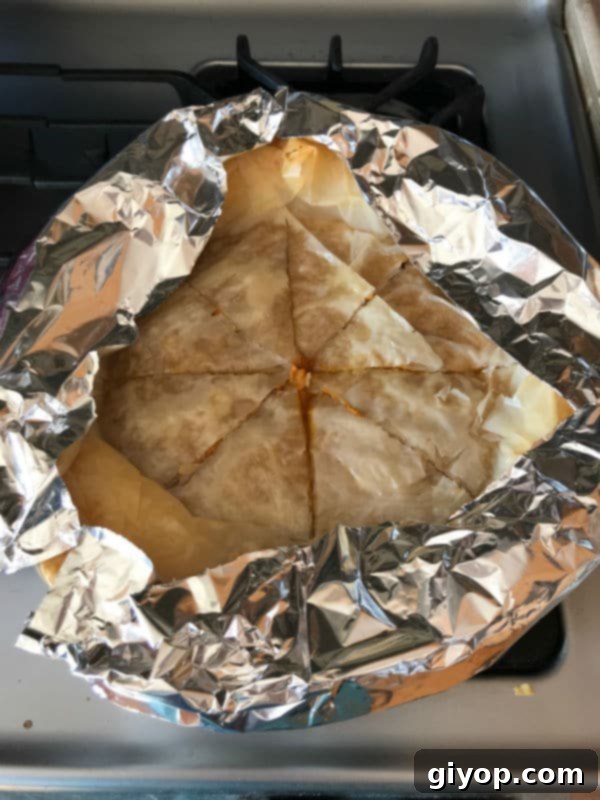 Step by step photo on making pumpkin phyllo pie