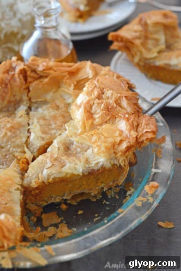 A plate of food on a table, with pumpkin Pie slices