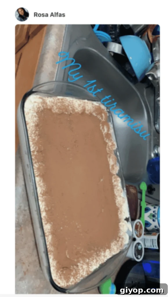 A photo of a Tiramisu in a pan, made by a fan