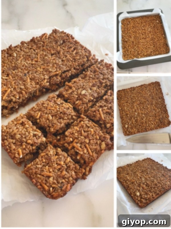 Pan is out of the oven and expertly cut into squares, ready to be enjoyed.