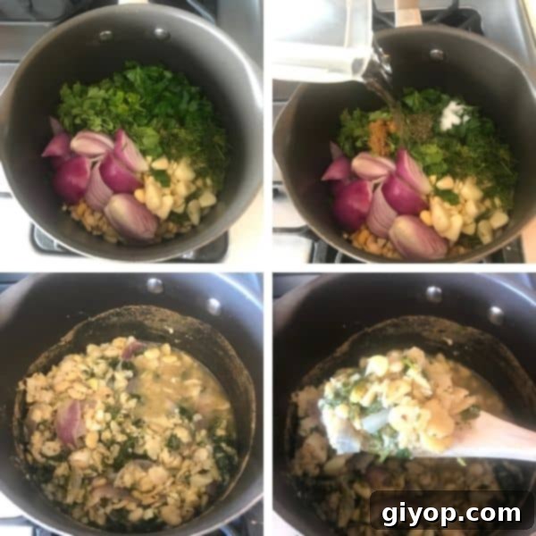 step by step images for making Egyptian bissara