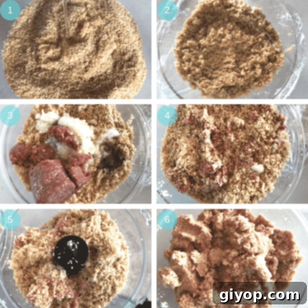 Step by step photos for making kibbeh