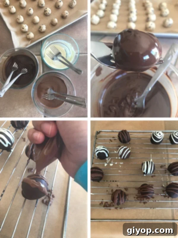 Steps to making chocolate chip cookie dough truffles