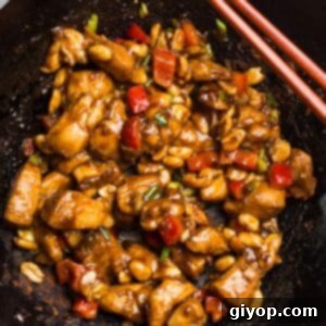 Homemade Panda Express Kung Pao Chicken 2 A pan with chicken kung pao, ready to be served.