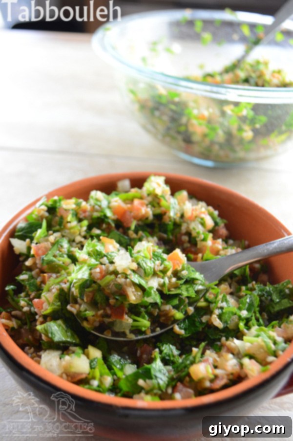 A bowl of salad, with Tabbouleh