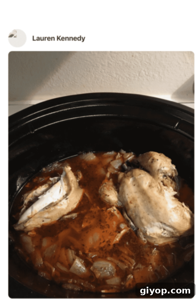 A fan's photo capturing Cornish hens simmering in a slow cooker, looking tender and succulent.