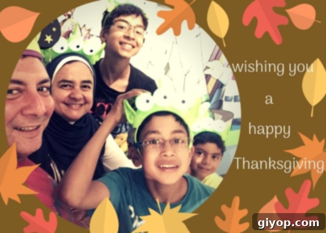A Mediterranean Thanksgiving Feast 3 A joyful photo showing Amira and her kids posing playfully for the camera, radiating happiness and togetherness.