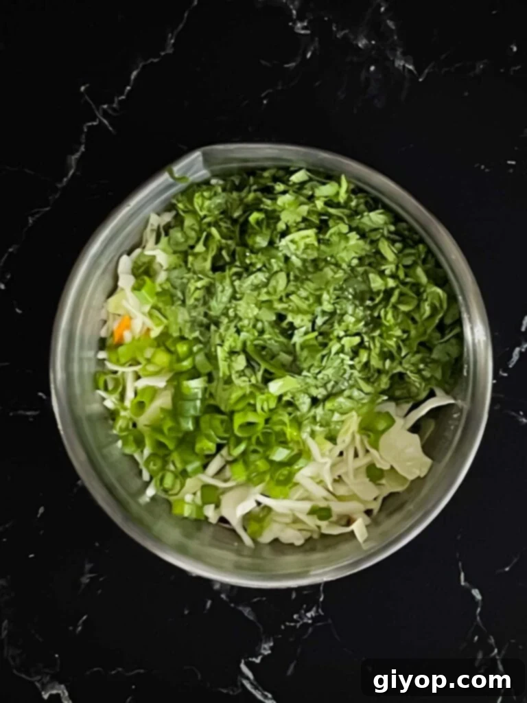 Fiery Blackened Fish Tacos 12 A simple, colorful slaw in a stainless steel bowl.