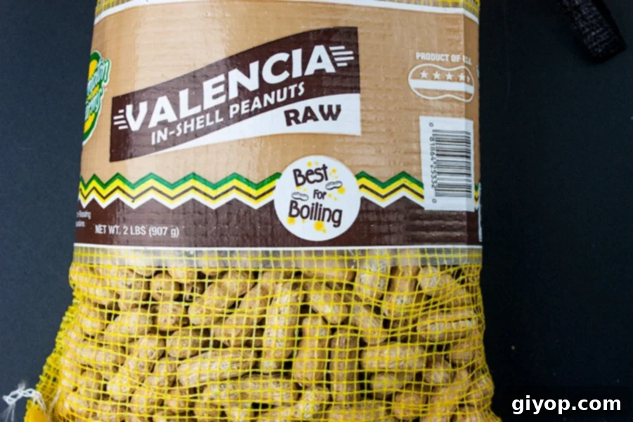 Easy Slow Cooker Boiled Peanuts 4 A brown paper bag filled with raw, in-the-shell peanuts, ready for preparation.