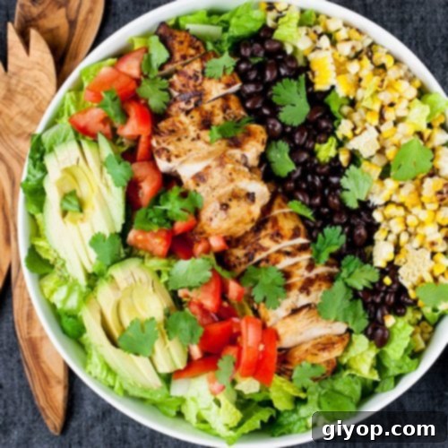 Southwest Grilled Chicken Salad in a large white bowl.