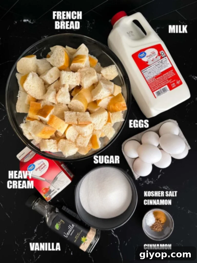 Bourbon Kissed Bread Pudding 3 Ingredients needed to make bread pudding.