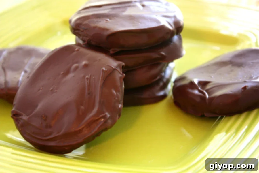 Delicious homemade Girl Scout Thin Mint Cookies ready to be enjoyed any time of the year! This easy recipe is a game-changer for mint chocolate lovers.