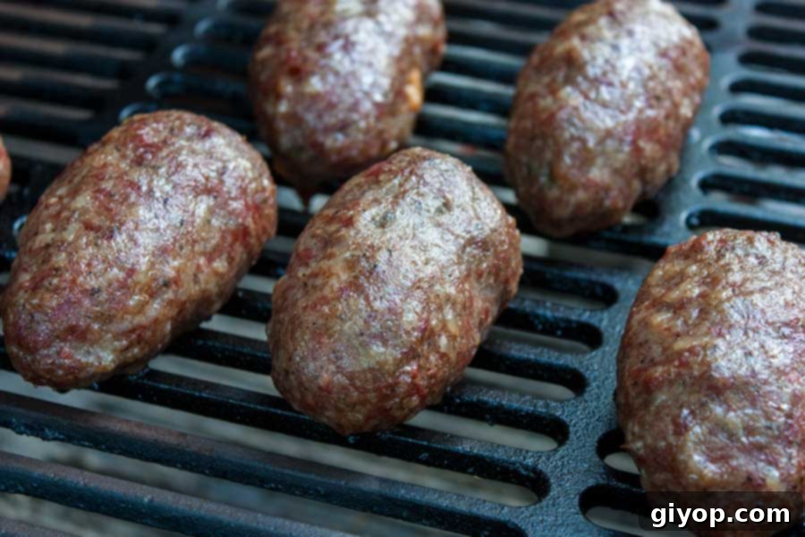 Smoky Keto Armadillo Eggs 6 Keto armadillo eggs on the grill