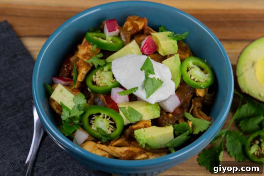 Delicious Gluten Free Chicken Fajita Stew 2 A vibrant blue bowl filled with healthy and flavorful chicken fajita stew, garnished with fresh herbs and a hint of lime.