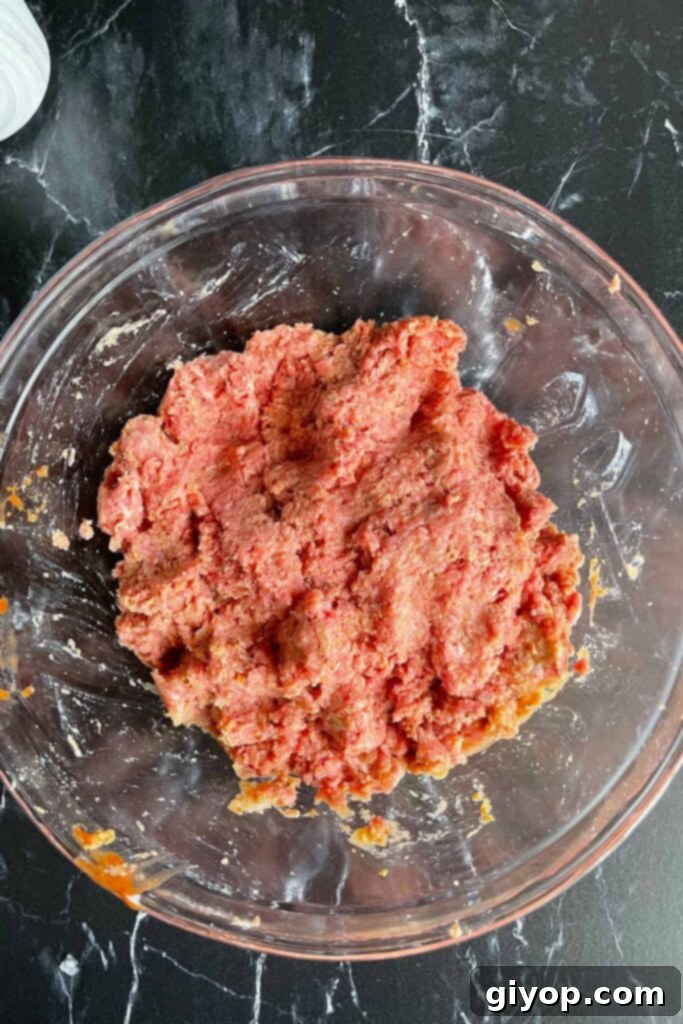 Slow-Smoked Meatloaf Masterpiece 6 meatloaf mixture in a glass bowl